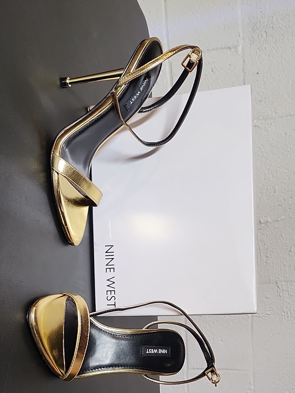 Nine West Reina 3 Metallic Gold Strappy Stiletto Sandals